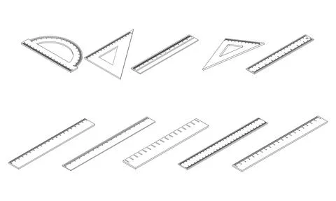 Ruler icons set vector outine Ilustração Stock