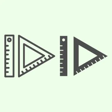 Ruler line and solid icon. Math triangle and school rulers outline style Illustrazione stock