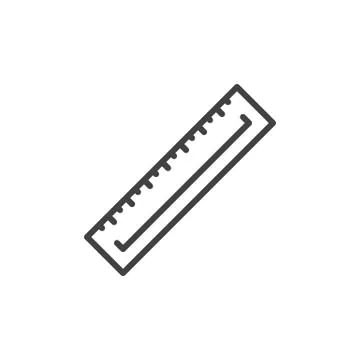 Ruler line icon, outline vector sign, linear style pictogram isolated on white. Illustrazione stock