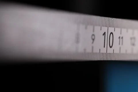 Ruler in macro, centimeters, white ruler, ten cantimetrs Stock Photos