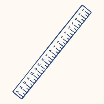 Ruler with Numbered Scale and Centimeter Marks. Hand Drawn Doodle Style Sta.. Stock Illustration