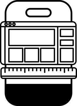 A ruler is placed on a phone screen with a website on it Stock Illustration