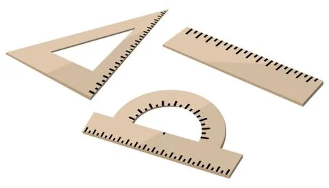 Ruler protractor square. New collection of school supplies for geometry and Иллюстрация