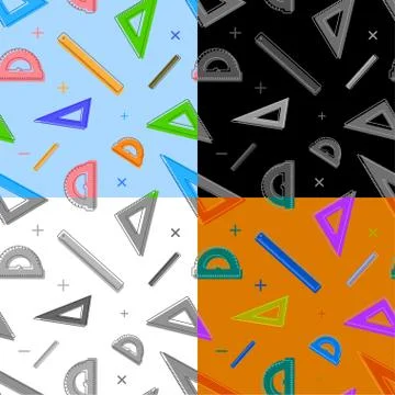 Ruler, protractor, triangle icons. School measuring instruments. School teach Illustrazione stock