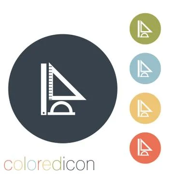 Ruler, protractor, triangle. symbol of geometry and mathematics. icon trainin Stock Illustration