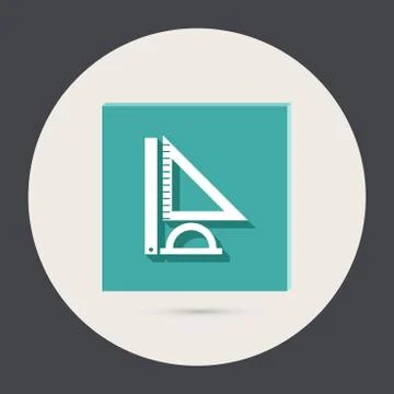 Ruler, protractor, triangle. symbol of geometry and mathematics. icon trainin Stock Illustration