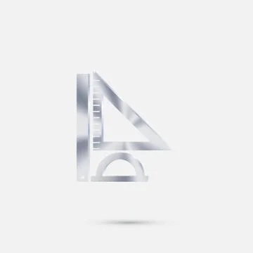 Ruler, protractor, triangle. symbol of geometry and mathematics. icon trainin Stock Illustration