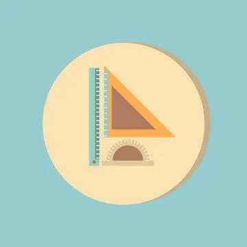 Ruler, protractor, triangle. symbol of geometry and mathematics. icon trainin Stock Illustration