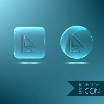 Ruler, protractor, triangle. symbol of geometry and mathematics. icon trainin Stock Illustration