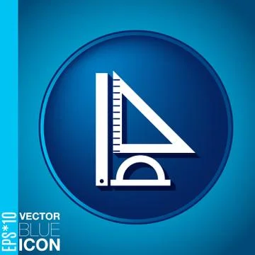 Ruler, protractor, triangle. symbol of geometry and mathematics. icon trainin Stock Illustration