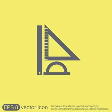 Ruler, protractor, triangle. Symbol of geometry and mathematics. Stock Illustration