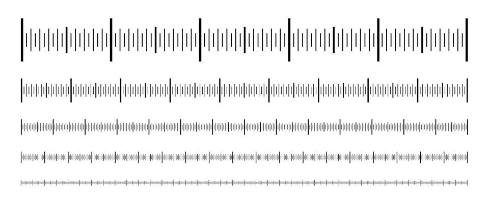Ruler scale measure or vector length measurement scale chart Illustrazione stock