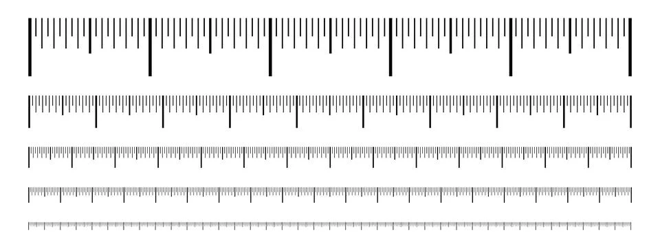 Ruler scale measure or vector length measurement scale chart Stock Illustration