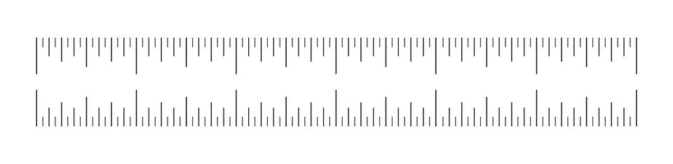 Ruler scale, measuring chart with 6 inches. Template of six inch sewing tool Ilustração Stock