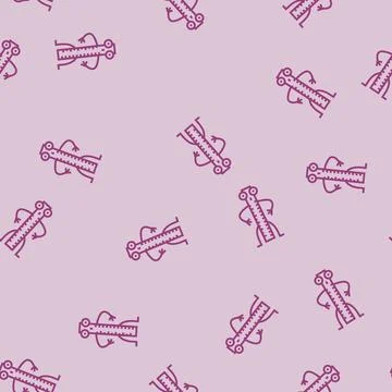 Ruler school character line seamless pattern Stock Illustration