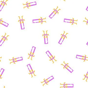 Ruler school character vector seamless pattern Stock Illustration