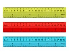 Metallic school rulers. Ruler centimeter, millimeter, decimeter