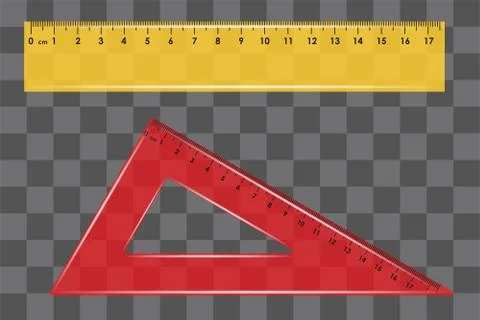 Ruler set square on transparent background vector Stock Illustration
