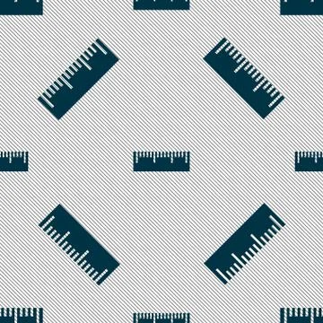 Ruler sign icon. School tool symbol. Seamless pattern with geometric texture. 스톡 일러스트