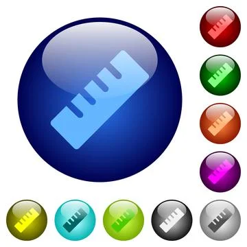 Ruler solid color glass buttons Stock Illustration