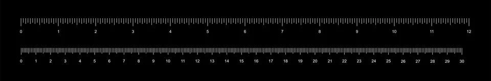 Ruler tape tool set with vertical black line divisions and numbers to measure 스톡 일러스트