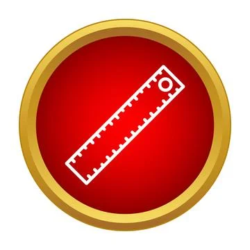 Ruler tool icon measuring scale in red circle Stock Illustration