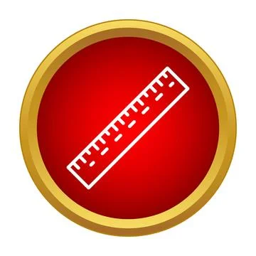 Ruler tool measuring length on a red icon Stock Illustration