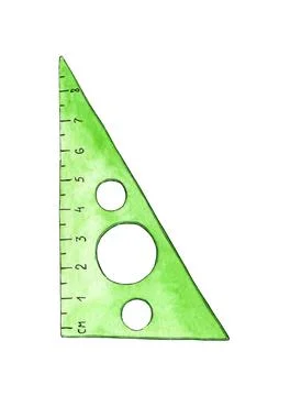 Ruler triangular watercolor green Stock Illustration