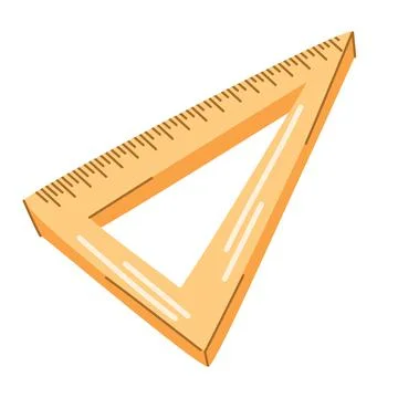 Ruler. Triangular yellow ruler. Office items for drawing, study and creativit Ilustración de archivo