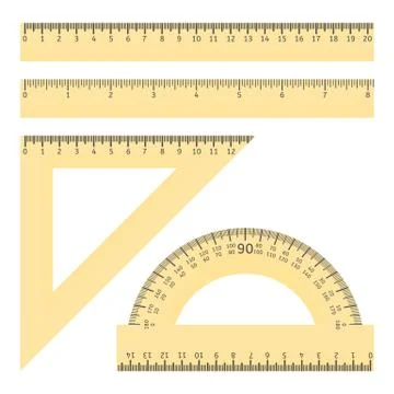 Rulers and Protractor Stock Illustration