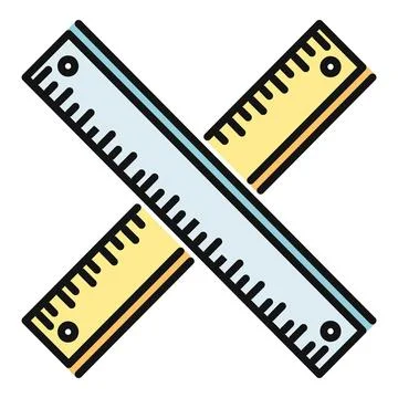 Rulers forming an x shape measuring tool icon Stock Illustration