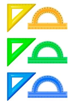 Rulers - triangles and protractors Stock Illustration