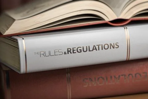 Rules and regulations book. Law, rules and regulations concept. 库存插图