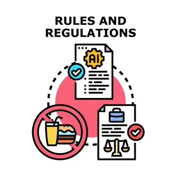 Rules and regulations governing ai and compliance management concepts Illustration