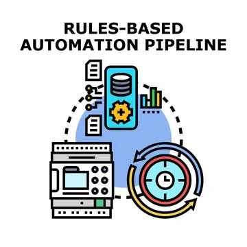 Rules based automation pipeline process icon concept Illustrazione stock