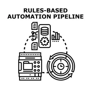 Rules based automation pipeline process icon concept Illustrazione stock