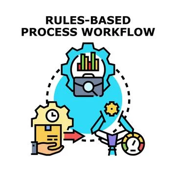 Rules based process workflow automation system illustration Stockillustratie