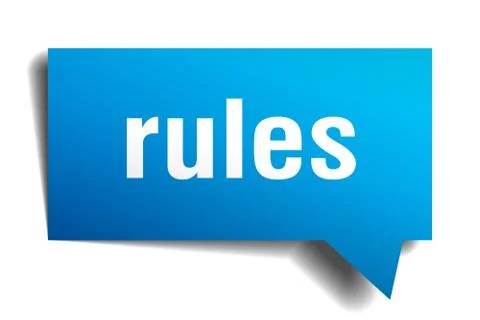 Rules blue 3d speech bubble Stock Illustration