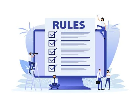 Rules, Checklist with requirements. Principles and strategy. Vector illustration Stockillustratie