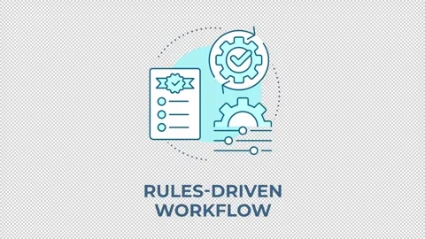 Rules driven workflow blue concept icon animation Stock Footage 344176518