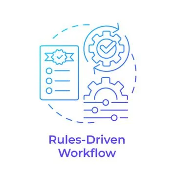 Rules driven workflow blue gradient concept icon Stock Illustration