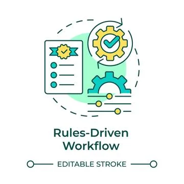 Rules driven workflow multi color concept icon Illustrazione stock