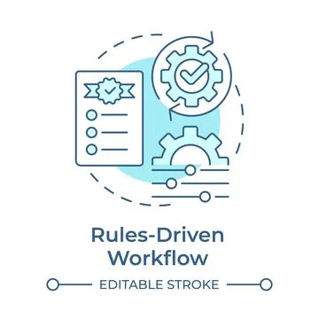 Rules driven workflow soft blue concept icon Illustrazione stock