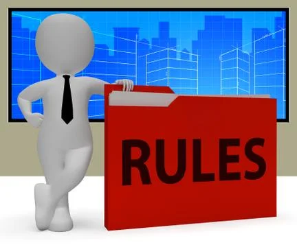 Rules Folder Showing Guidlines File 3d Rendering Illustrazione stock