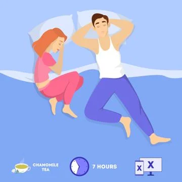 Rules of healthy sleep. Bedtime routine for good sleep Stock Illustration