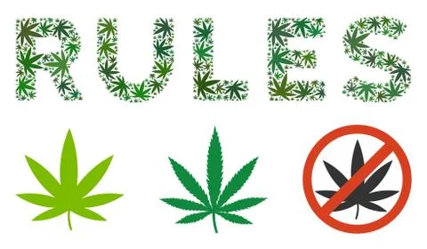 Rules Label Collage of Hemp Leaves Stock Illustration