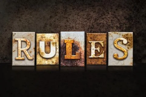 Rules Letterpress Concept on Dark Background Stock Illustration
