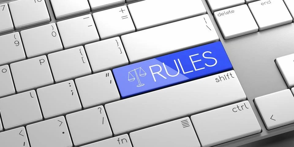 Rules - modern computer keyboard - 3D illustration Stock Illustration