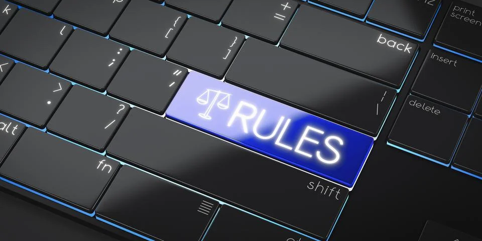 Rules - modern computer keyboard - 3D illustration Stock Illustration