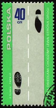 Rules of the road on post stamp Stock Photos